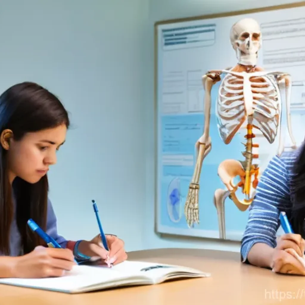 물리치료사 전공 과목 학습법 - **Prompt 1: Engaging with Anatomy and Visual Learning**
"A diverse group of three physiotherapy ...