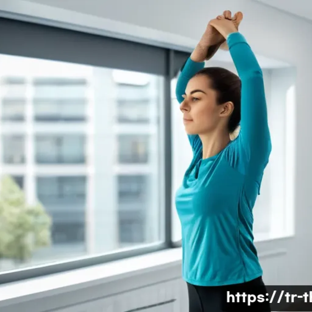 물리치료사의 스트레스 완화 운동 - A professional Turkish physical therapist performing gentle neck and shoulder stretches in a modern ...