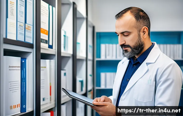 물리치료사의 자격 갱신 준비 - A professional Turkish physiotherapist in a modern clinic setting, wearing neat professional attire ...