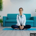 물리치료사의 스트레스 관리 - A professional female physiotherapist in a modern Turkish clinic, wearing modest and professional at...