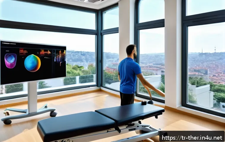 물리치료사의 진단 장비 사용법 - A modern physical therapy clinic in Istanbul, Turkey, featuring advanced 3D motion analysis equipmen...